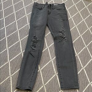 Frame Denim Charcoal Distressed Skinny Jeans